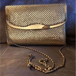 Vtg 80's Marlo ART‎ DECO Gold METAL MESH Evening Bag Chain Strap COCKTAIL Purse